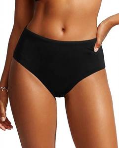lot 5442 image: Tempt Me Women Mid Rise Bikini Bottoms - Black Full Coverage Bathing Suit Bottoms Mid Waist Swim Bottoms 2025 L - Retail $15