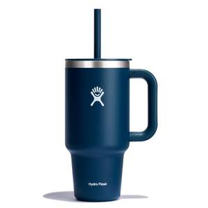 lot 5488 image: Hydro Flask 32oz All Around Travel Straw Tumbler - Indigo Double-Wall, BPA-Free, Spillproof - Retail $35
