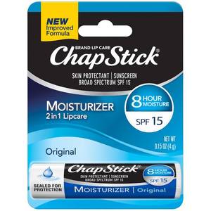 lot 5507 image: ChapStick Moisturizer Original Lip Balm Tube, SPF 15 and Skin Protectant - 0.15 Oz - Retail $10