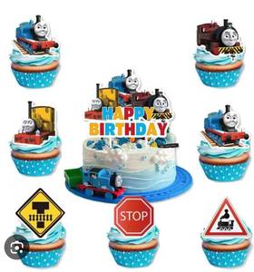 lot 5535 image: 25 Pcs Train and his Friends Cake Topper Cupcake Toppers,Train Cake Topper Supplies Decorations for Boys and Girls - Retail $7