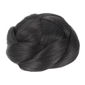 lot 5551 image: FOMIYES Donut Hair Bun Braided Wigs for Women Clip-on Ponytails Updo for Black Women Faux Braid Chignon Extension Bride Paw - Retail $17