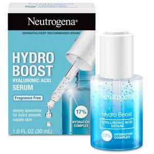 lot 5554 image: Neutrogena Hydro Boost Hyaluronic Acid Serum for Face & Neck, Lightweight Daily Hydrating Serum with Hyaluronic Acid for Dry Skin, Oil-Free, Non-Comedogenic, Fragrance-Free, 1 fl. oz - Retail $18