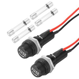 lot 5556 image: MECCANIXITY 2 Pcs Panel Mount Fuse Holder, 1015A AC 125250V 6 x 30mm Fuse Spade Terminal Screw Cap Fuse Holders with Pre-Soldered Wires and 15A Glass Tube Fuses - Retail $8