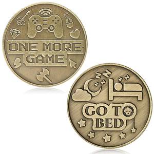 lot 5566 image: WUSUTE One More Game or Go to Sleep Gamer Decision Coin, Gifts for Gamer Boyfriend, Husband, Men, Gaming Accessories for Men, Game Gifts for Christmas, Valentines Day, His Birthday - Retail $8