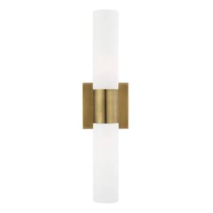 lot 4173 image: Livex Lighting, 10102-01, Aero, ADA Bath Vanity, 2 Light, Antique Brass
