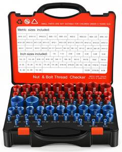 lot 4261 image: Comfylichi 66 Pcs Nut and Bolt Thread Checker - 34 Standard & 32 Metric, Detachable Bolt Size Finder Tool, Screw and Nut Identifier Thread Gauge Especially for Tight Spaces