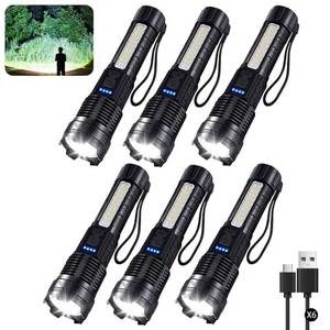 lot 4287 image: 6 Pack Flashlight High Lumens Rechargeable, 7 Modes Super Bright LED Flashlights, Adjustable Tactical Flashlights, IPX6 Waterproof, Powerful Handheld Flash Light for Camping Home Emergencies