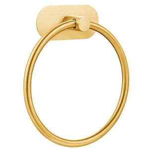 lot 4294 image: Self-Adhesive Towel Ring for Bathroom, No Drilling Stainless Steel Rustproof Hand Towel Holder, Wall Mounted Bathroom & Kitchen Towel Hanger with Strong Adhesive, Modern Bath Organizer Brushed Gold