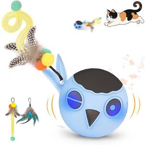 lot 4296 image: KiwiLove Cat Toys, Interactive Cat Toys for Indoor Cats, USB Rechargeable Electronic Smart Exercise Kitten Toy, Motion Chirping Activated Moving Ball (Blue)