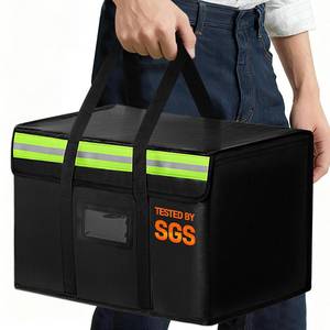 lot 4301 image: Amerbro Fireproof Document Bags, Fireproof Document Box for Cash, Photo Albums, Valuables, Extra Large Fireproof Bag Waterproof Document Storage with Reflective Strip, 15x12x12in, Black