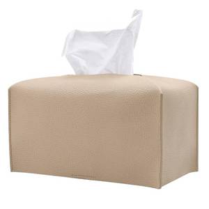 lot 4316 image: Hapforever 1PC Extra Large Rectangle Tissue Box Cover, PU Leather Rectangular Tissue Box Holder with Bottom Belt Plus Size Tissue Box Organizer for BathroomCarHotelOffice (9.5x5x5, Beige)