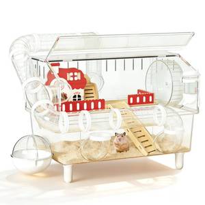 lot 4320 image: Acrylic 8-in-1 Hamster Cage, 360 Panoramic Small Animal Habitat with Tubes & Top Opening, Modular Gerbil House for Dwarf Hamsters, Mice, and Gerbils - Easy to Clean, 17.7 L x 13 W x 11.8 H