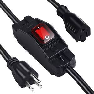 lot 4327 image: Outdoor Waterproof OnOff Switch Extension Cord, Heavy Duty 125v250v Black SJTW Cord (10 Ft, Black)