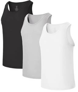 lot 4338 image: BAMBOO COOL Mens Tank Top Undershirts Moisture Wicking Breathable, Fitted Ruglar Fit T Shirts for Men 3 Pack L