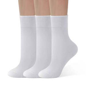 lot 4340 image: ANDERE ARTE Womens Viscose Bamboo Crew Socks Casual Calf Dress Socks Soft Above Ankle Sock 3 White Size 6-9
