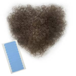 lot 4344 image: puheca Fake Private Handmade Body Hair Invisible Realistic Full Lace Bikini Corporal Hairs Fake Chest Hairs Fake Mustache (Dark Brown)