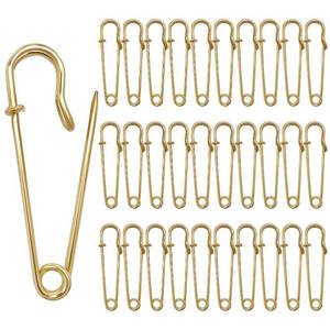 lot 4382 image: 30 Pcs Large Safety Pins 2 Inch Heavy Duty Blanket Pins Big Safety Pin Steel Safety Pins for Blankets Clothes Crafts Leather Canvas, Gold