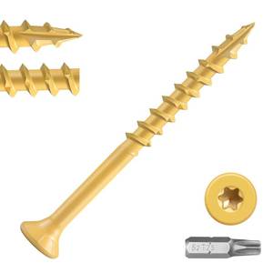 lot 4383 image: BNUOK Wood Screws 2 inch, Deck Screws #8 x 2, (108pcs) 1lb, Rust Resistant Epoxy Coated,Torx Drive Head Outdoor Decking Screws,with T25 Star Bit,Tan