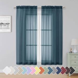 lot 4415 image: Simplebrand Dusty Blue Sheer Curtains 63 Inch Length 2 Panels, Rod Pocket Solid Color Window Sheer Curtain Panels, Elegant Curtains & Drapes for Living Room, Bedroom 2 Panels (42 W x 63 L)