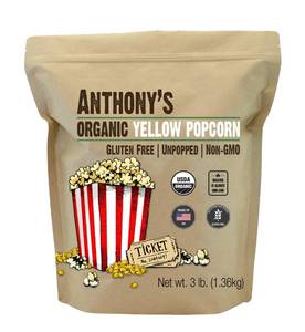 lot 4423 image: Anthonys Organic Yellow Popcorn Kernels, 3 lb, UnPopped, Gluten Free, Non GMO