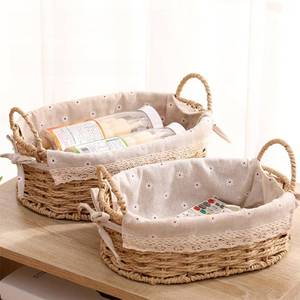 lot 4426 image: GIB Small Wicker Storage Baskets for Organizing, Decorative Woven Baskets with Handles & Liners, Boho Paper Rope Cute Baskets for Gifts, Decor, Pantry Table, Serving Trays, Set of 2