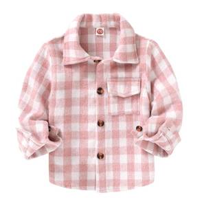 lot 4440 image: Kids Little Boys Girls Baby Long Sleeve Button Down Red Plaid Flannel Shirt Plaid Girl Boy NB-6T(4-5T, Pink-A)
