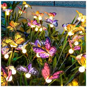 lot 4465 image: TONULAX Solar Garden Lights - 6 Pack Swaying Butterfly Light, Swaying in The Wind, Solar Outdoor Lights, Yard Patio Pathway Decoration, High Flexibility Iron Wire & Realistic Butterflies