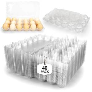 lot 4468 image: Pintuson 40-Pack Egg Cartons (18 Count) - Clear Plastic Egg Holder for Fresh Chicken Eggs - Reusable 3x6 Gird Egg Container with Secure Snap for Farmers Market & Transport - Fits Small to Large Eggs