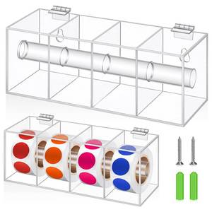 lot 4469 image: DoubleFill Day of The Week Sticker Dispenser 2.17 Square Acrylic Sticker Roll Holder Covered Label Dispenser Wall Mount 4 Slot Holder for Office Desktop Stickes, Clear, Short Single Layer(No Label)