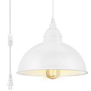 lot 4473 image: SoodMi Plug in Pendant Light, 15FT Hanging Lights with Plug in Cord, OnOff Switch, Industrial Pendant Light with Plug in Cord, Metal Hanging Lamps for Living Room, Kitchen, Dining Room-Large White