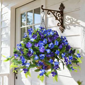 lot 4474 image: Hommyea Artificial Fake Hanging Flowers Plants Basket for Outdoors Outside Decoration UV Resistant Faux Silk Flowers Look Real Plastic Flowers for Spring Planters Home Porch Patio Garden Decor