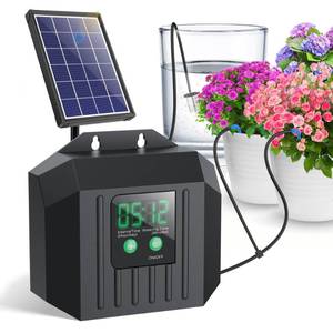 lot 4476 image: Biling 4W Solar Drip Irrigation System Kit, Digital Programmable Automatic Water Timer with 2200mAh Battery, Water-Saving Garden Watering System for 15-20 Potted Plants OutdoorIndoor