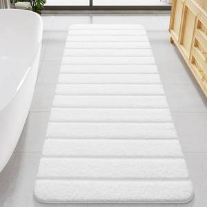 lot 4481 image: LOCHAS Long Bathroom Rugs Runner, 24 x 70 Large Bath Rug Non Slip Washable, Absorbent Microfiber Bath Mat Luxury Soft, Cozy Bathroom Runner Rug for Shower Quick Dry, White