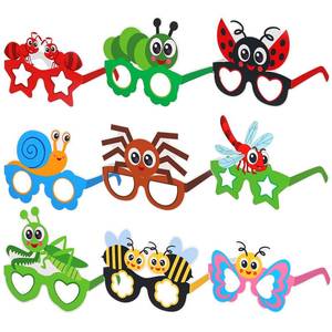 lot 4492 image: Resurhang 36 Pcs Insect Party Favors for Kids Bugs Paper Glasses Insect Eyeglasses Lady Bee Butterfly Spider for Summer Spring Bugs Birthday Photo Booth Props Decorations Supplies