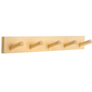 lot 4495 image: HOMEBROS Coat Rack Wall Mount, Wooden Coat Hanger with 5 Hooks, Heavy Duty, Natural, 2 Pcs