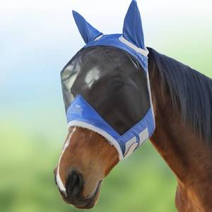 lot 4502 image: Harrison Howard CareMaster Pro Luminous Horse Fly Mask Large Eye Space Standard with Ears UV Protection for Horse Royal Blue Full Size