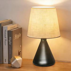 lot 4509 image: Hyphenx USB Powered Farmhouse Bedside Lamp 10 dimming Steps 3 Color Modes for Bedroom, Nightstand Table Lamp with Fabric Shade, Desk Lamp�Black
