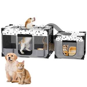 lot 4510 image: DESELL Portable Cat Playpen, PVC Pipe Reinforced Kitten Dog Pet Playpens for Indoor Cats Enclosed, Foldable Puppy Doggy Play Pen Outdoor, Kennel Tent Cage Crates, Zipper Top Cover(39x24x22)