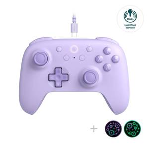 lot 4533 image: 8Bitdo Ultimate 2C Hall Effect Joysticks and Hall Triggers Wired Controller for Windows PC and Android, with Remappable L4R4 Bumpers, Turbo function & Rumble vibration (Purple)