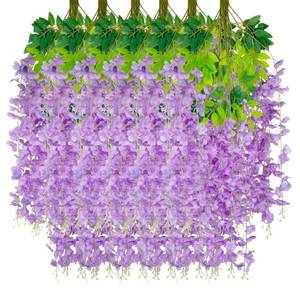 lot 4537 image: Luerbi 24 Pack Light Purple Wisteria Hanging Flowers Garland, 3.77 Feet Artificial Flower Vines, Fake Wisteria, Artificial Vines Hanging Garland for Backdrop Outdoor Yard Garden Decor