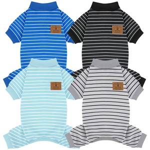 lot 4542 image: XPUDAC 4 Pack Dog Pajamas Striped Dog Clothes for Small Medium Dogs Girl Boy Comfy Puppy Outfit Doggy Jammies Onesie Pet Costume, Blue, Grey, Green, XL