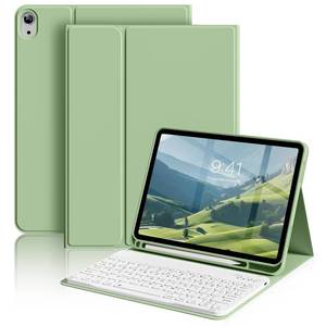 lot 4548 image: aoub Keyboard Case for iPad (A16) 11th Gen 11 Inch 2025, iPad 10th Generation 10.9 inch 2022 with Pencil Holder, Stand Folio Detachable Wireless Bluetooth Rechargeable Keyboard, Light Green