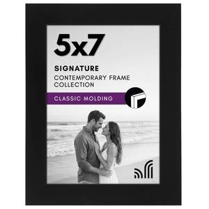 lot 4552 image: Americanflat 5x7 Picture Frame with Shatter-Resistant Glass - Signature Collection - Gallery-Style Frames Made of Engineered Wood - Photo Frame for Tabletop and Wall Display - Black