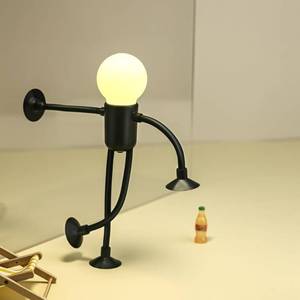 lot 4559 image: SpassLeben Changeable Shape Funny Night Light, Cute Night Lamp, Adorable Bendable Lights for Adults Children Boys Girls, Bedroom Home Ornaments Christmas Decorations Gifts (Bulb Man-Black)