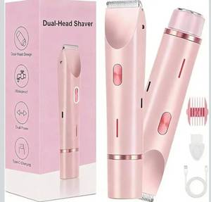 lot 4560 image: Dermave Bikini Shaver,2 in 1 Dual Head Bikini Trimmer for Women,Cordless & IPX7 Waterproof Electric Razors Wet & Dry Use,Painless Hair Removal(Light Pink)
