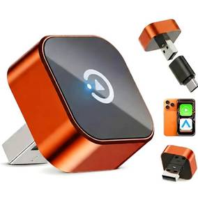 lot 4565 image: Wireless CarPlay &amp Android Auto Adapter, Mini 2-in-1 Plug &amp Play Dongle Converts Wired to Wireless Auto Reconnect, Low Latency, Works with iOS 10 &amp Android 11 for After 2016 Cars