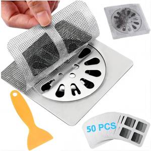 lot 4593 image: 50 Pack Square Disposable Shower Drain Hair Catcher Stickers