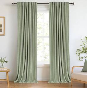 lot 4597 image: 100% Blackout Shield Linen Blackout Curtains for Bedroom 96 Inches Long, Back TabRod Pocket Living Room Drapes, Thermal Insulated Blackout Curtains 2 Panels Set, 50 W x 96 L, Sage