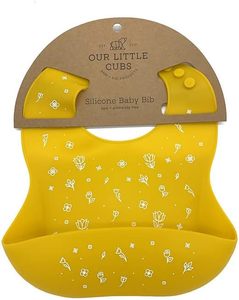 lot 4439 image: Our Little Cubs Silicone Baby Bibs Adjustable Fit Baby Bib Waterproof Bibs Baby Eating Supplies Feeding Supplies (Yellow Flowers)