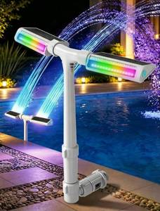 lot 4666 image: POOLHOUR 2026 Upgrade Height Solar Pool Fountain with 10-Color 4-Mode LED Lights, Auto Light-Sensing Pool Sprinkler Fountain for AboveInground Pools, 360° Adjustable Spray for 8-16°F Cooling (Gray)